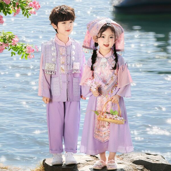 New Traditional Ethnic Minorities Clothing Set Female Zhuang Zu Clothing Skirt For Print Personalize Logo or Name