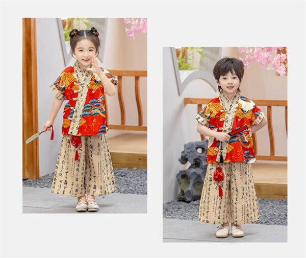 Customize Embroidery Logo or Name Chinese Tang Students Clothing Chinese Character Design Kids Hanfu Cloth Set for Girls Boys - Image 3