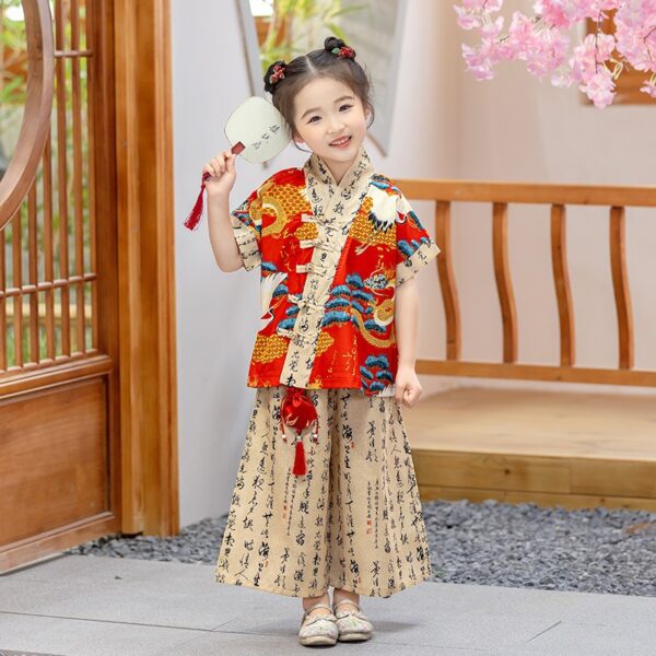 Customize Embroidery Logo or Name Chinese Tang Students Clothing Chinese Character Design Kids Hanfu Cloth Set for Girls Boys - Image 7