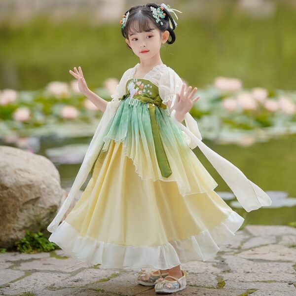 Summer Small Baby Girls Puff Sleeve Hanfu Little Girl Dress With Ribbon Elegance Tang Chinese Ancient Style Dresses for 3 to 10yrs - Image 7