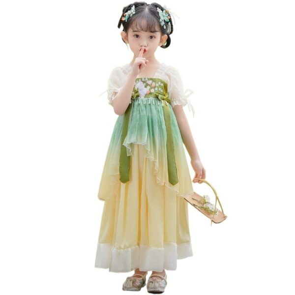 Summer Small Baby Girls Puff Sleeve Hanfu Little Girl Dress With Ribbon Elegance Tang Chinese Ancient Style Dresses for 3 to 10yrs - Image 8