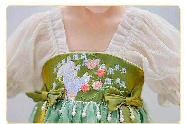 Summer Small Baby Girls Puff Sleeve Hanfu Little Girl Dress With Ribbon Elegance Tang Chinese Ancient Style Dresses for 3 to 10yrs - Image 9