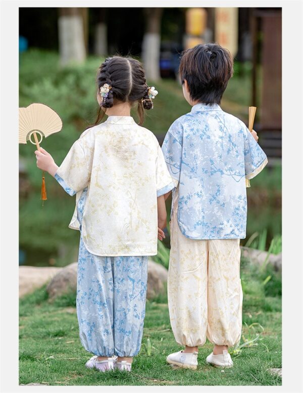 Chinese Hanfu For Boy Girl's Dress Short Sleeve, Customize Kids Team Logo or name for free - Image 4