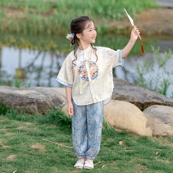 Chinese Hanfu For Boy Girl's Dress Short Sleeve, Customize Kids Team Logo or name for free - Image 8