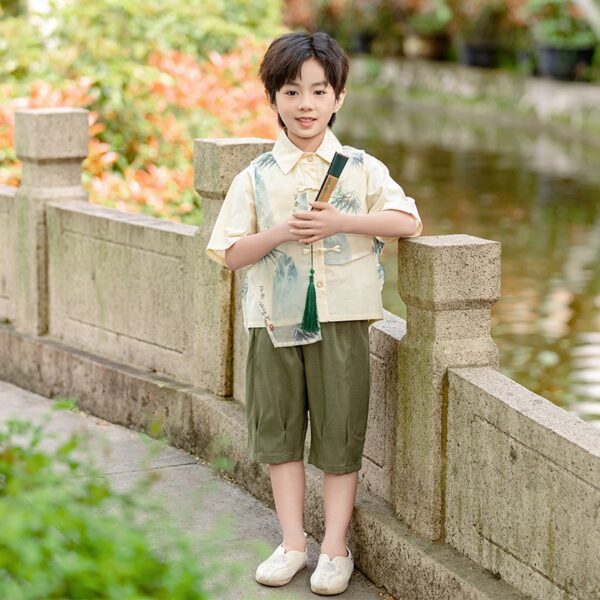 Chinese Style Boy Girl's Dress Short Sleeve Prince & Princess Dress Customize Kids Team Logo On The Modern Hanfu - Image 3