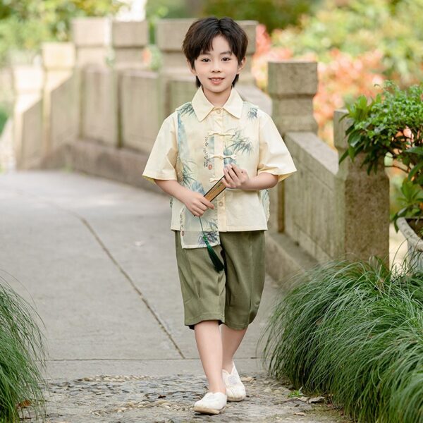 Chinese Style Boy Girl's Dress Short Sleeve Prince & Princess Dress Customize Kids Team Logo On The Modern Hanfu - Image 7