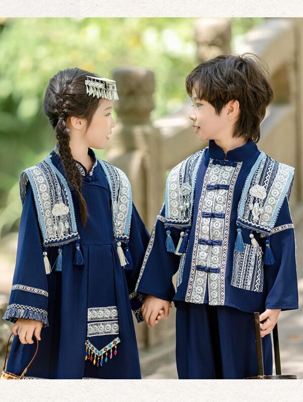 Vintage Children Chinese Traditional Hanfu The Miao Nationality Clothing for Personalized Name Printing - Image 2