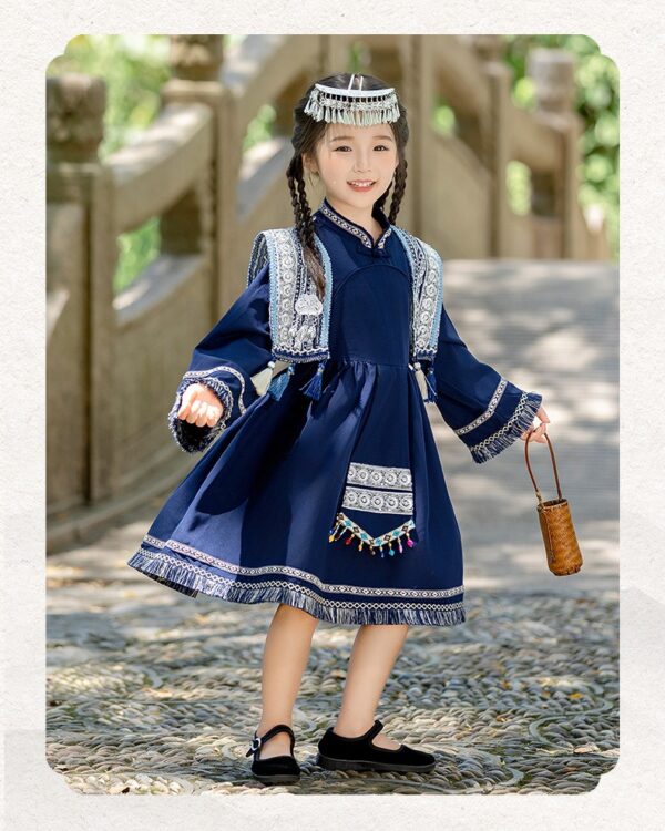 Vintage Children Chinese Traditional Hanfu The Miao Nationality Clothing for Personalized Name Printing - Image 6