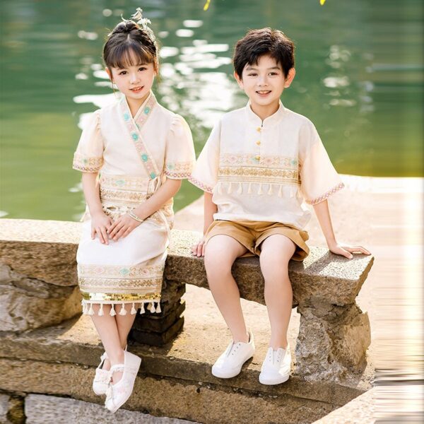 Customize Personal Name on The Dai Nationality clothing for Kids Short Sleeve Vintage Hanfu Dress  Princess Dress Kids Modern Hanfu - Image 5