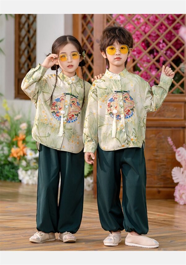Kids Ancient Chinese Hanfu Suit Vinatge Traditional Support Customize  Embroidery Name For children - Image 5