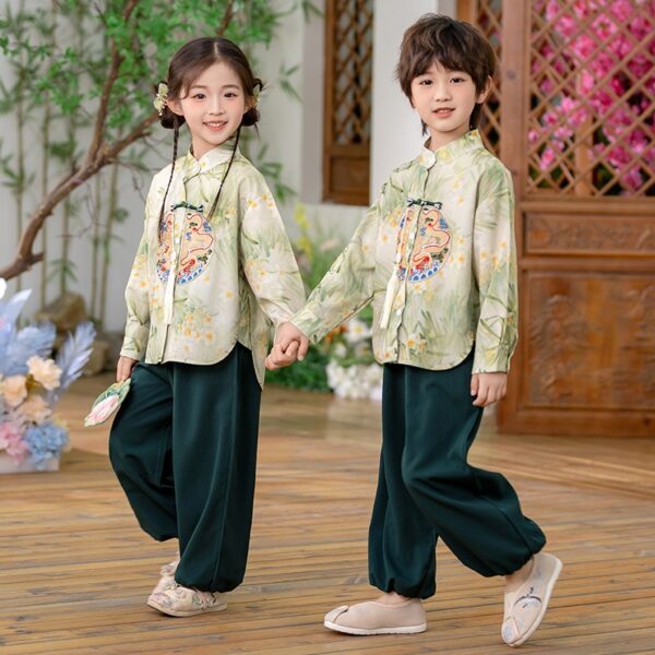 Kids Ancient Chinese Hanfu Suit Vinatge Traditional Support Customize  Embroidery Name For children - Image 8