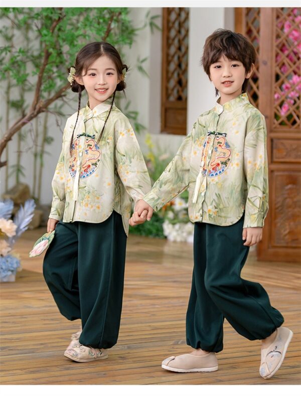 Kids Ancient Chinese Hanfu Suit Vinatge Traditional Support Customize  Embroidery Name For children - Image 2