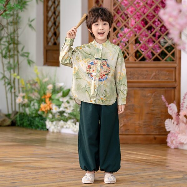 Kids Ancient Chinese Hanfu Suit Vinatge Traditional Support Customize  Embroidery Name For children - Image 9