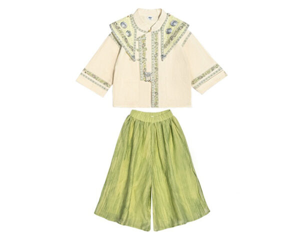 The Hani Nationality clothing Girl's Dress Short Sleeve Vintage Hanfu Dress Blue  Princess Dress Kids Modern Hanfu for Customize Name - Image 12