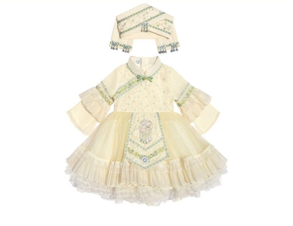 The Hani Nationality clothing Girl's Dress Short Sleeve Vintage Hanfu Dress Blue  Princess Dress Kids Modern Hanfu for Customize Name - Image 11