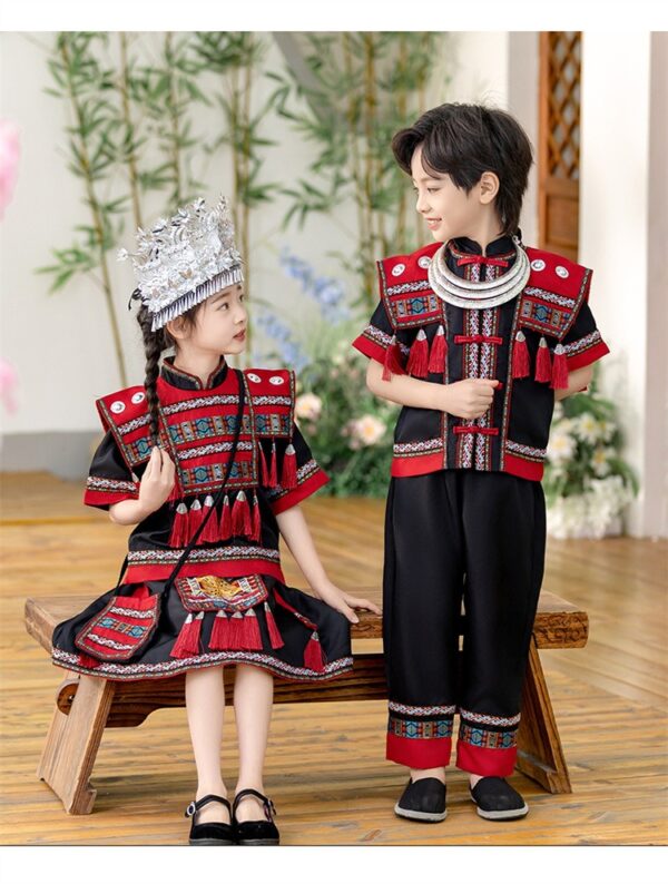 Summer Traditional Ethnic Minorities Style Set Female Zhuang Zu Clothing Skirt Dance Performance Support Customize Embroidery Logo - Image 4