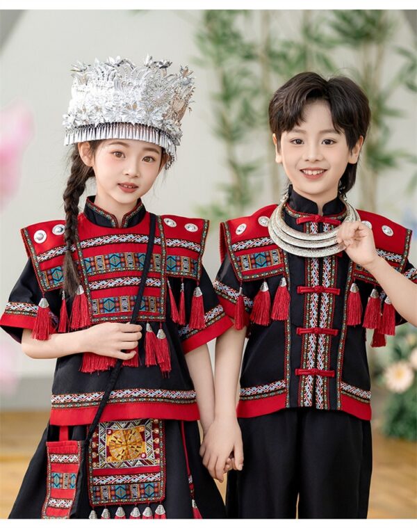 Summer Traditional Ethnic Minorities Style Set Female Zhuang Zu Clothing Skirt Dance Performance Support Customize Embroidery Logo - Image 3