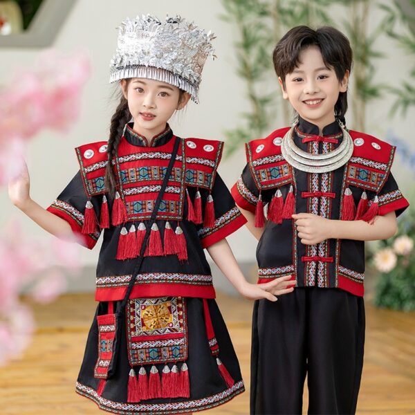 Summer Traditional Ethnic Minorities Style Set Female Zhuang Zu Clothing Skirt Dance Performance Support Customize Embroidery Logo - Image 2